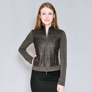 Max Mara Basket Weave Leather Jacket